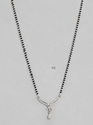 Solitaire Silver Plated American Diamond Mangalsutra