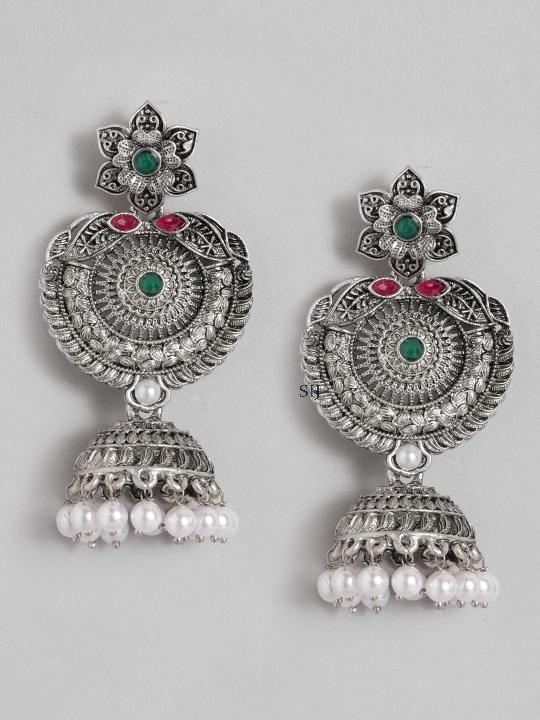 Imitation German Silver Earrings With Pearl Hanging
