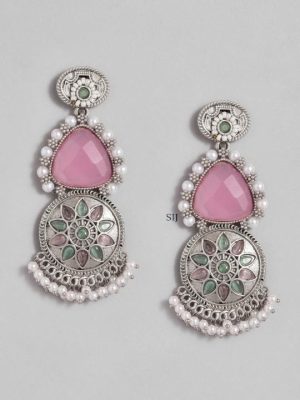 Imitation Baby Pink German Silver Earrings