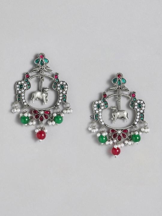 High-Quality German Silver Earrings With Beaded Hanging