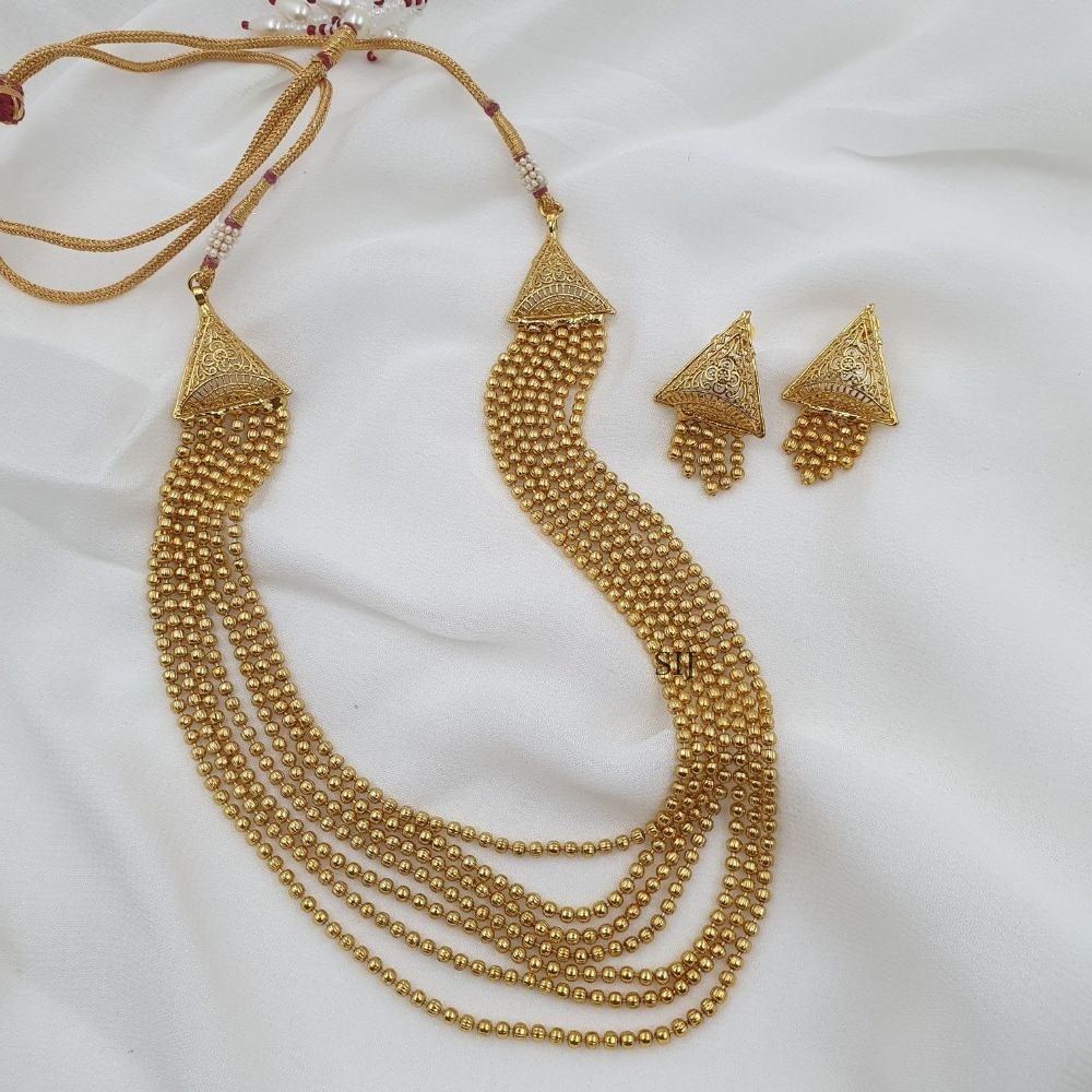 Artificial Gold Beads Layered Mala