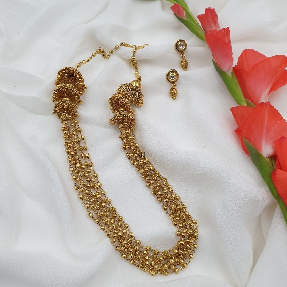 Multi Layer Gold Beaded Chain Set