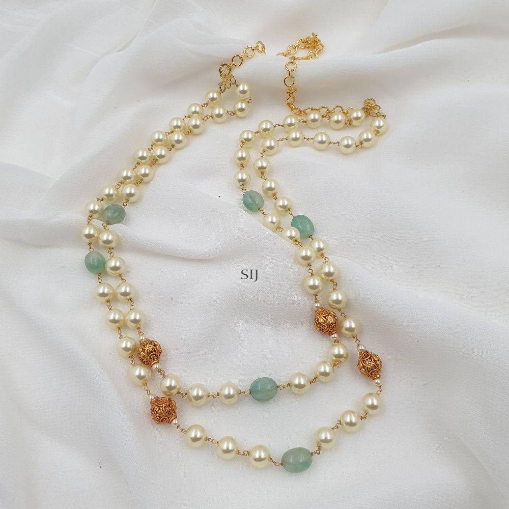 Two Layer Pearl Beaded CHain Set