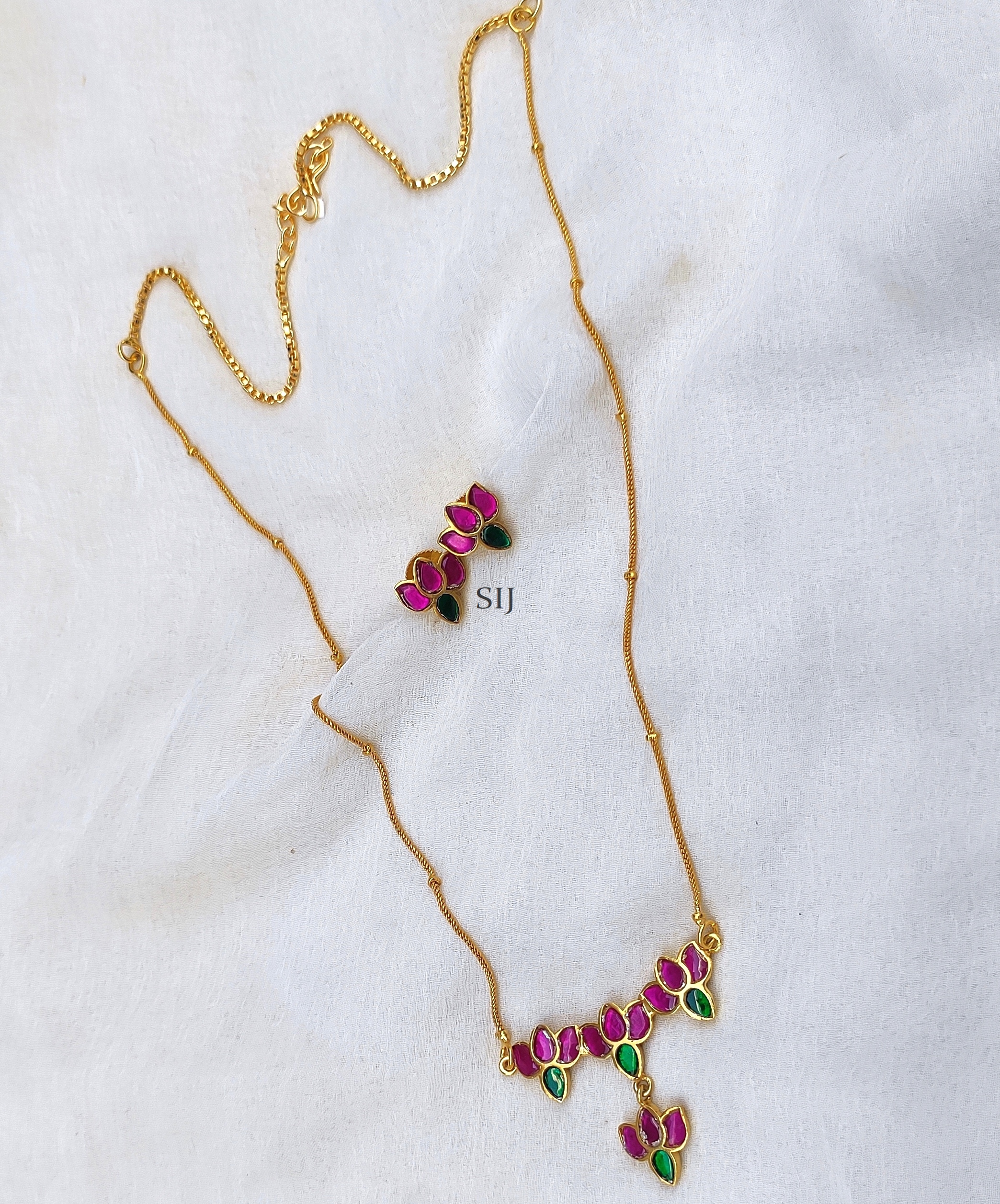 Gold Plated Lotus Flower Chain Set