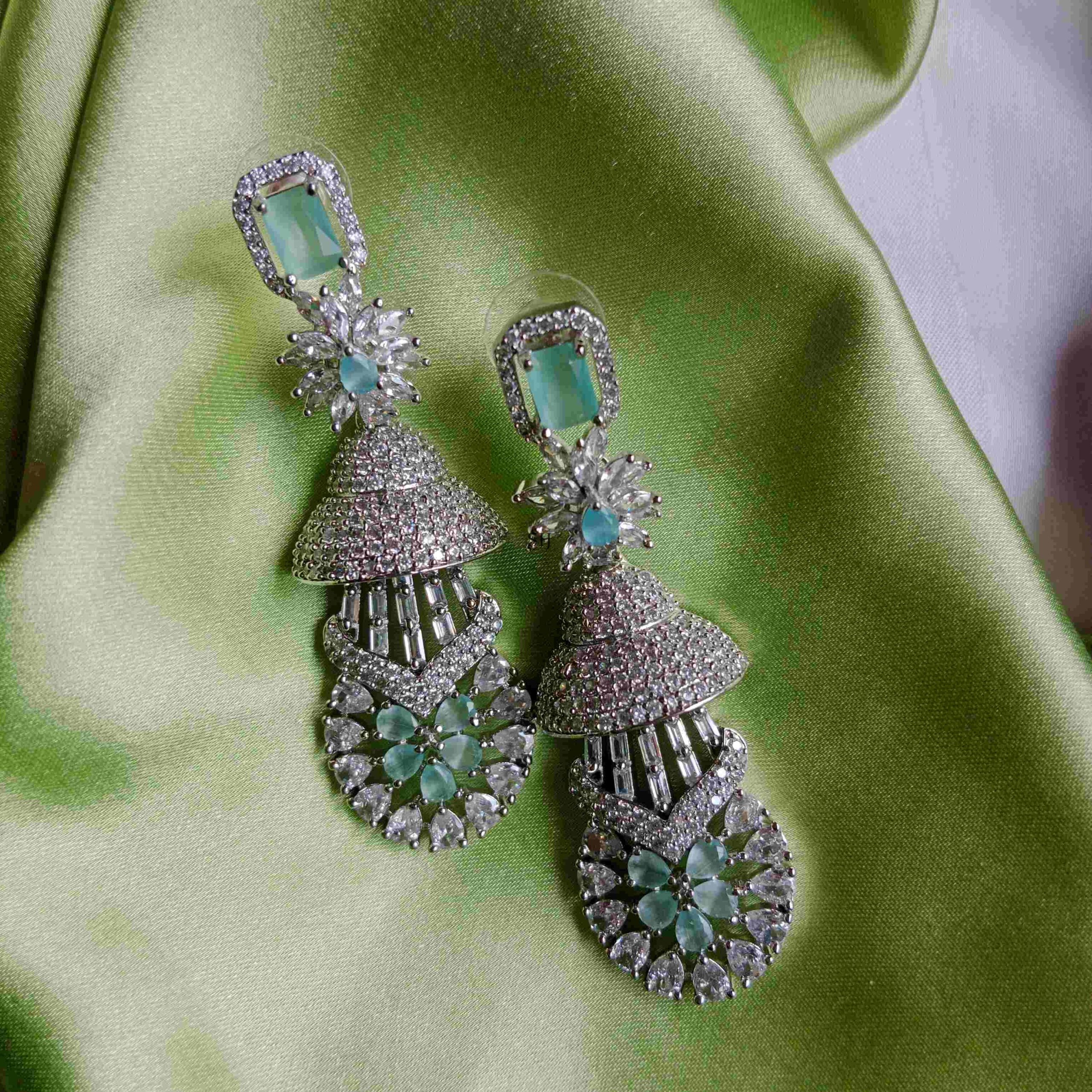 Imitation Pasterl Green Jhumka Earrings