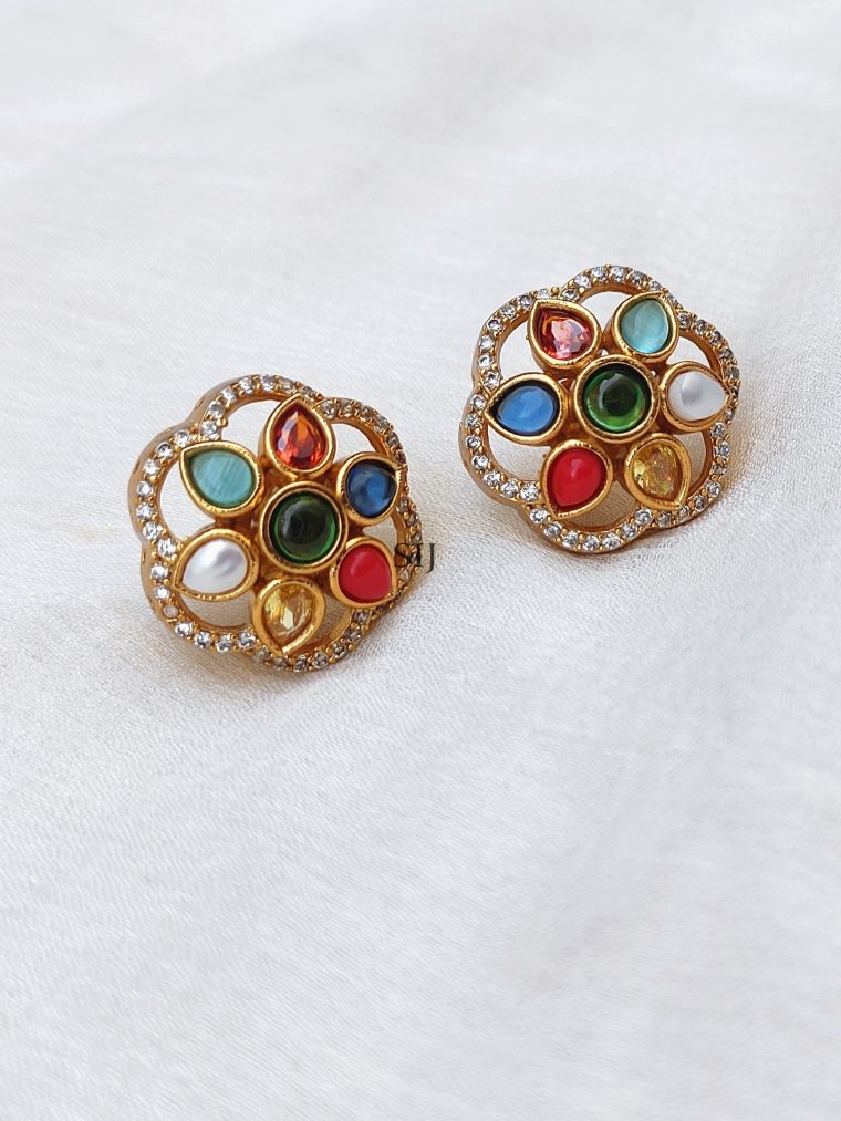 Multi Colour Stone Earrings