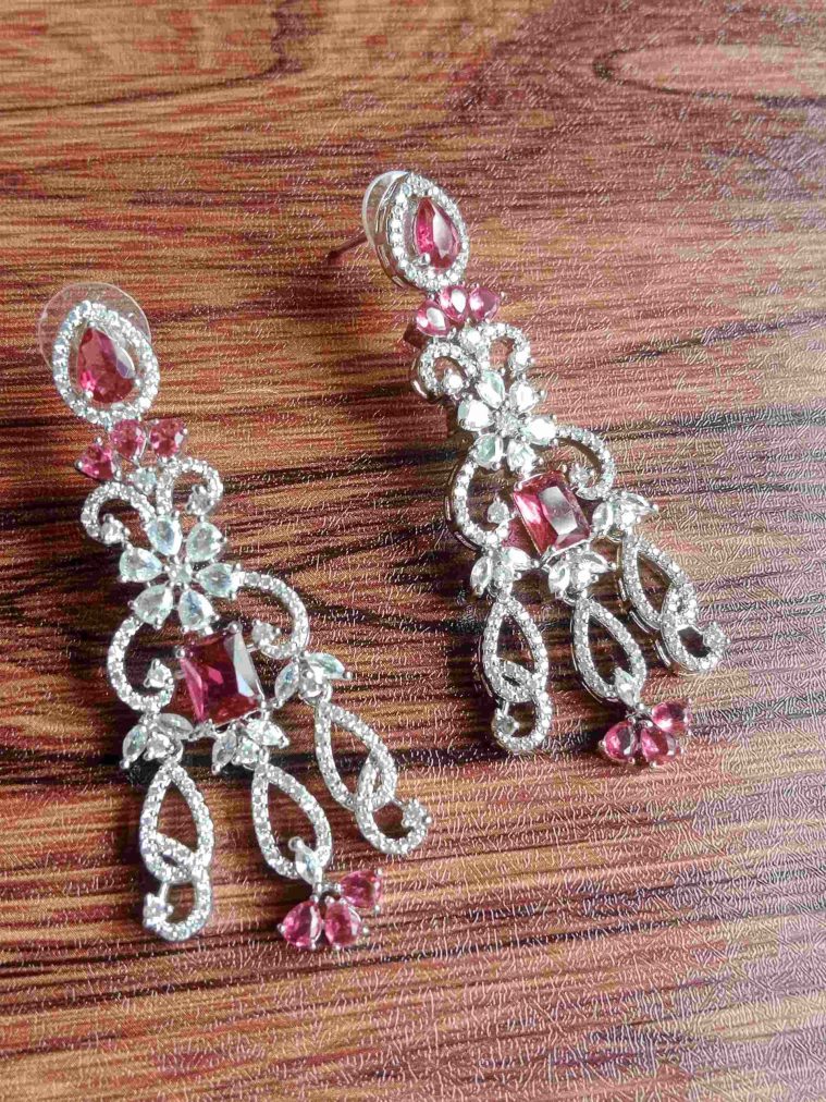 Ruby AD stone Long Earrings