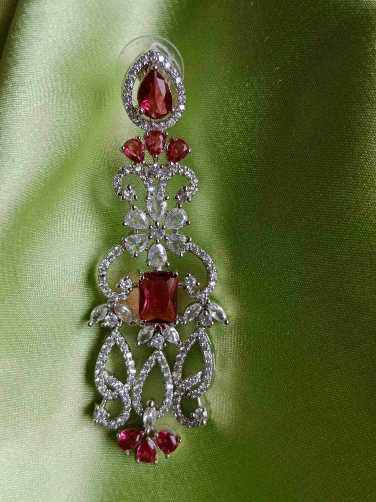 Ruby AD stone Long Earrings
