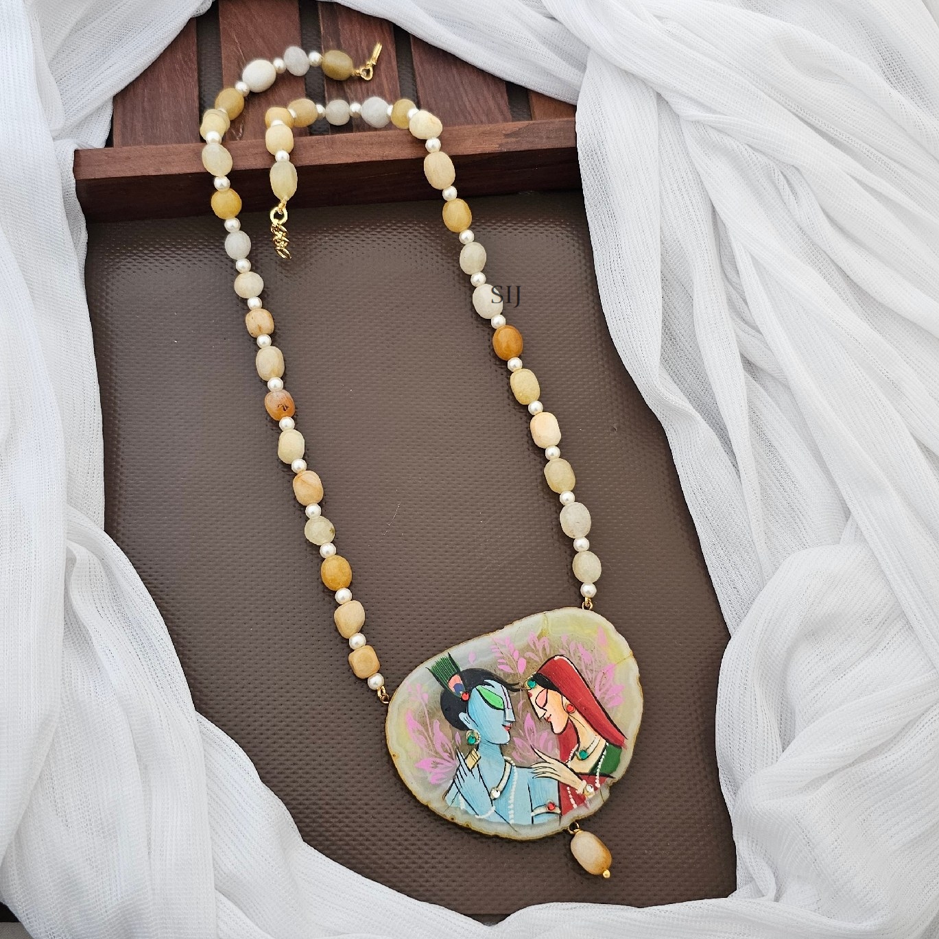 Artificial Multi Color Beads Chain with Radhakrishna Pendant