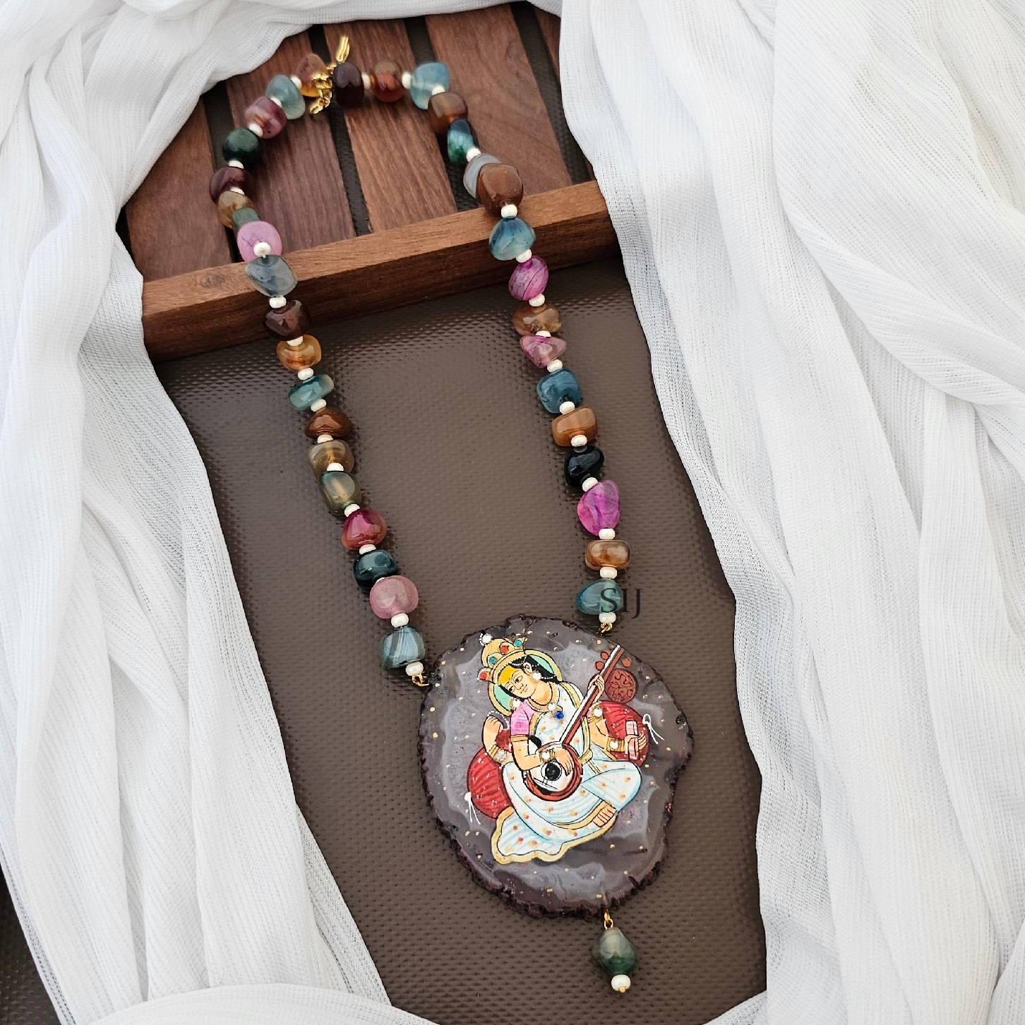 Artificial Saraswathi Devi Pendant Necklace Set