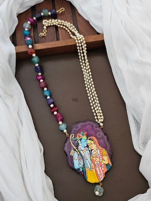 Sitharam Pendant with Multi Colour Beads Necklace