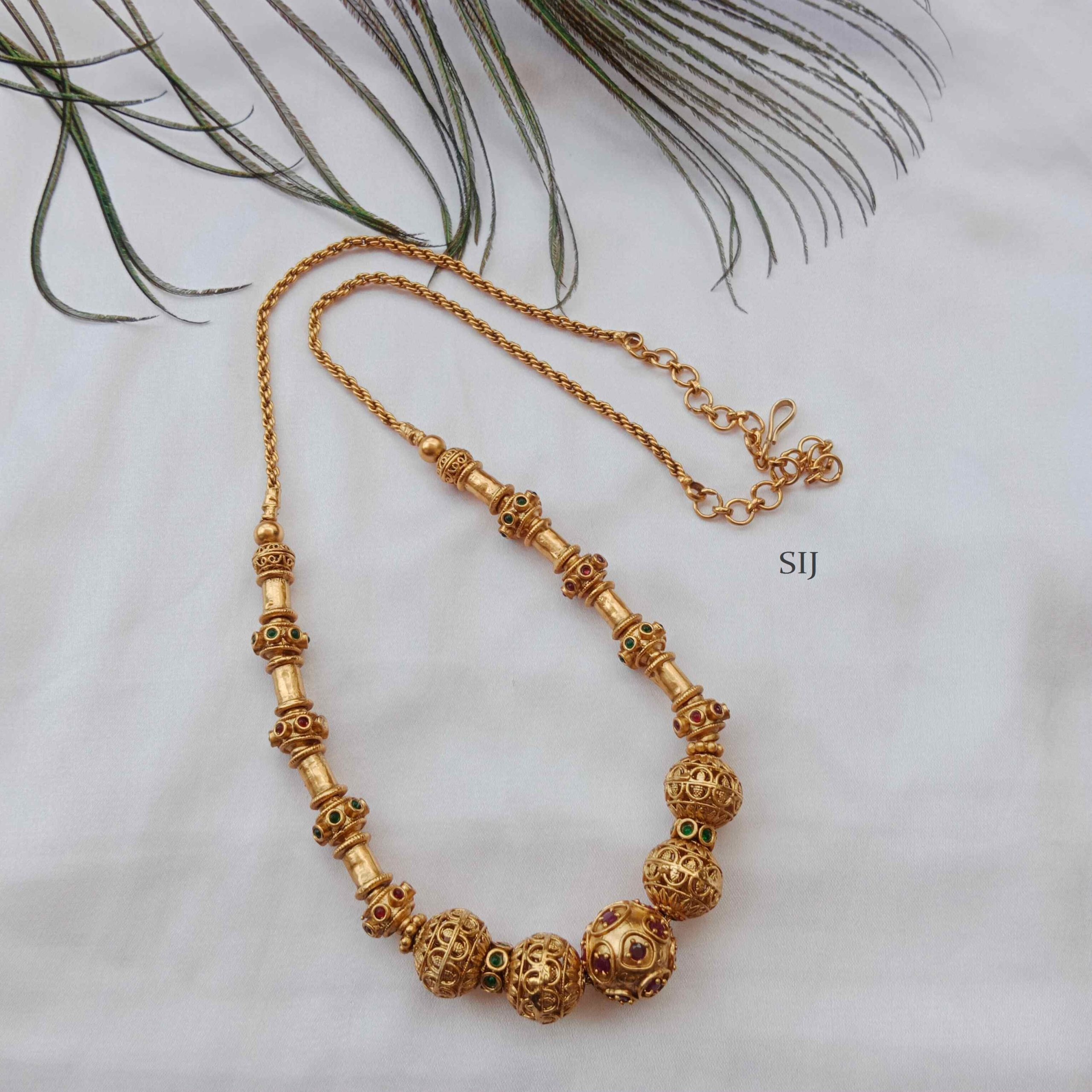 Artificial Beaded Gold Plated Chain