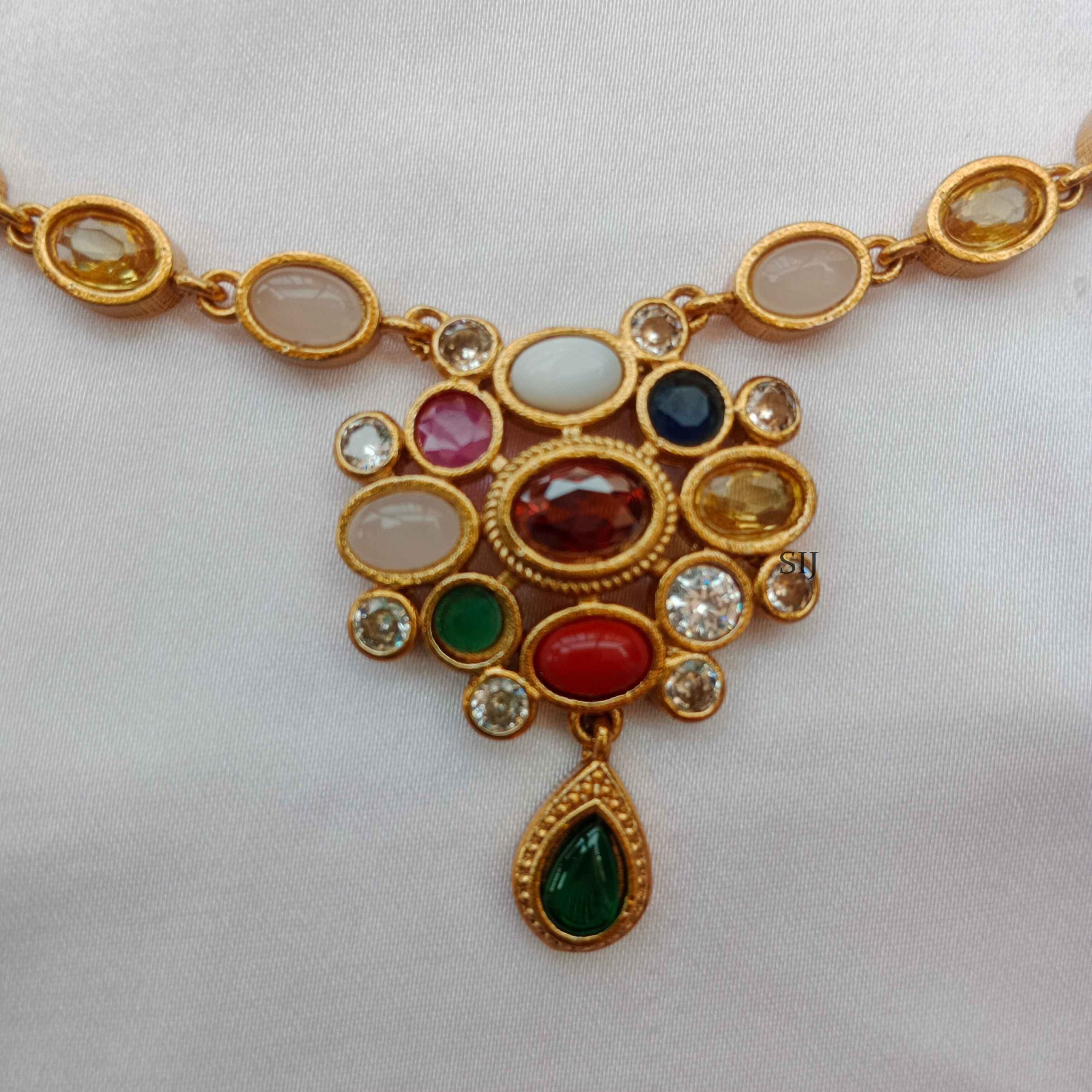 Imitation Navarathna Stones Necklace Set