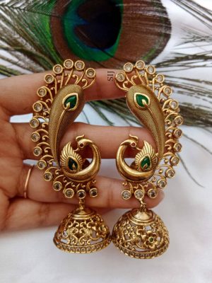 Artificial Peacock Full Ear Jhumkas