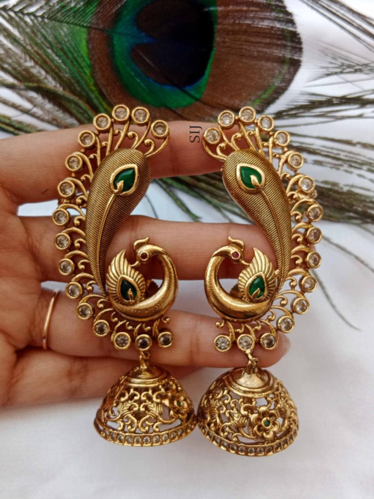 Artificial Peacock Full Ear Jhumkas