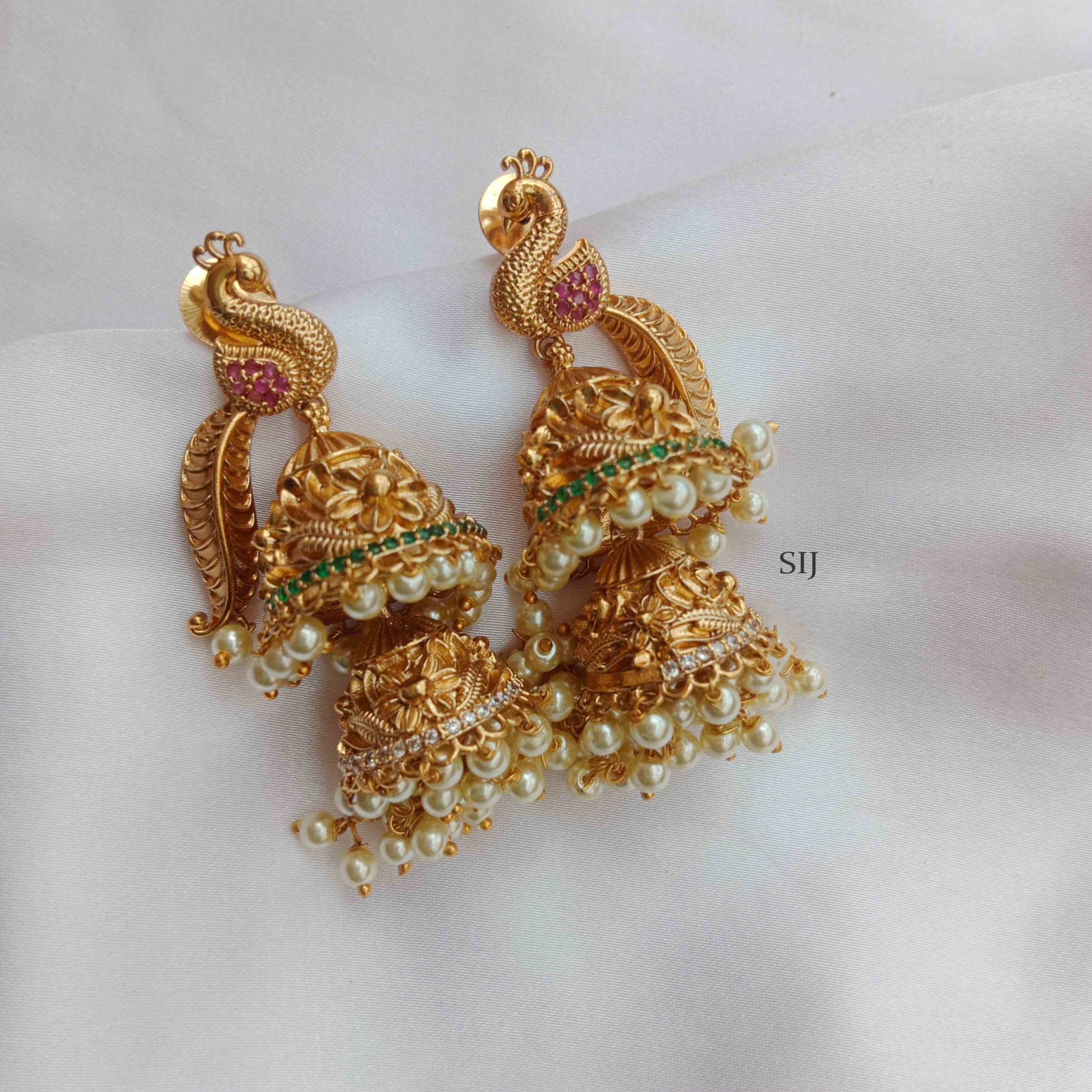 Peacock With Two Layer Jhumkas