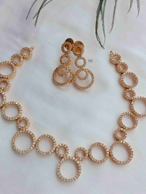 Gold Finish AD Stones Circles Necklace