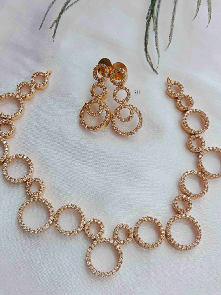 Gold Finish AD Stones Circles Necklace