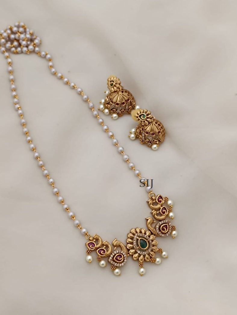 Imitation Floral Pearl Long Chain Set