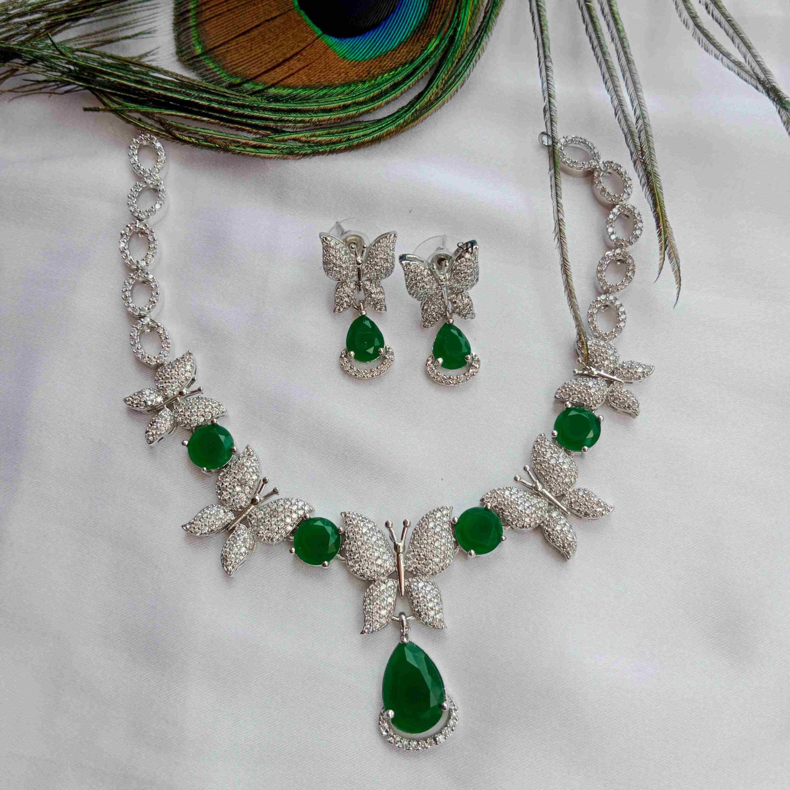 Artificial Emerald Butterfly Necklace