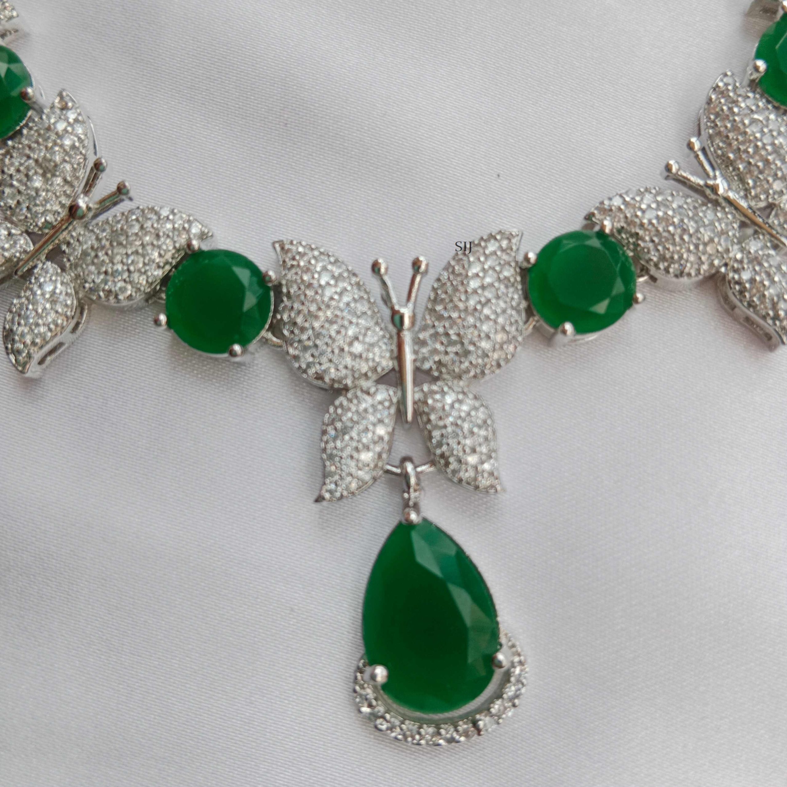 Artificial Emerald Butterfly Necklace