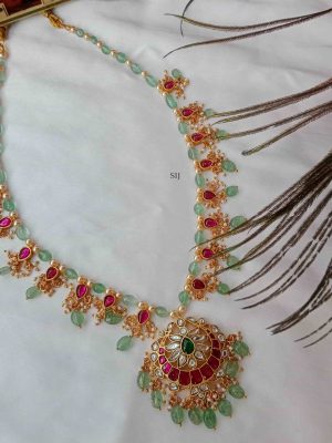 Aventurine Beads Necklace with Jadau Pendant