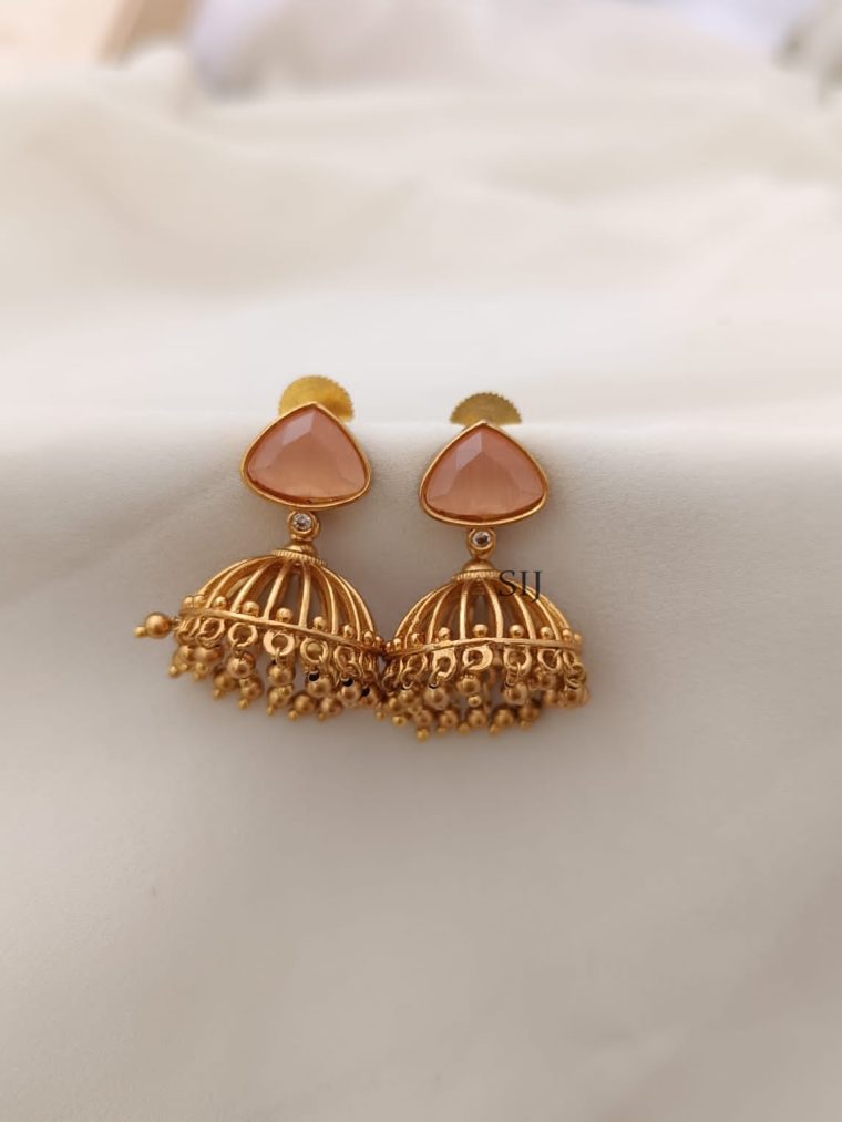 Traditional Gold Plated Triangle Matt Jhumkas