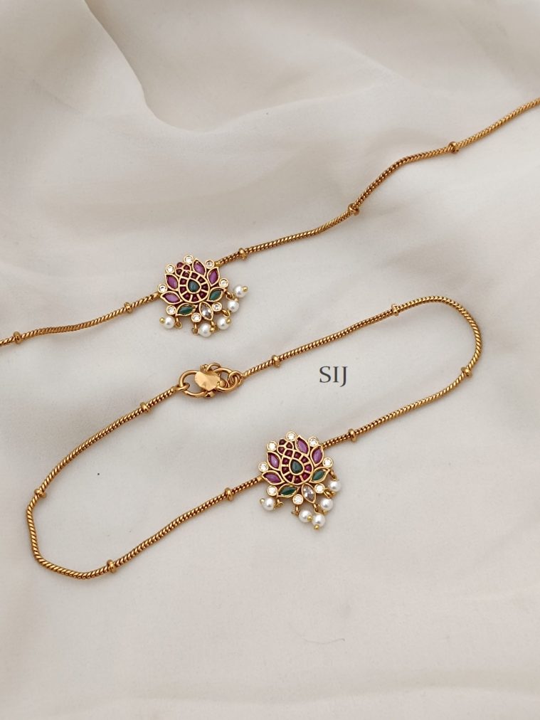 Multi Color Jadau Kundan Anklets with Pearls