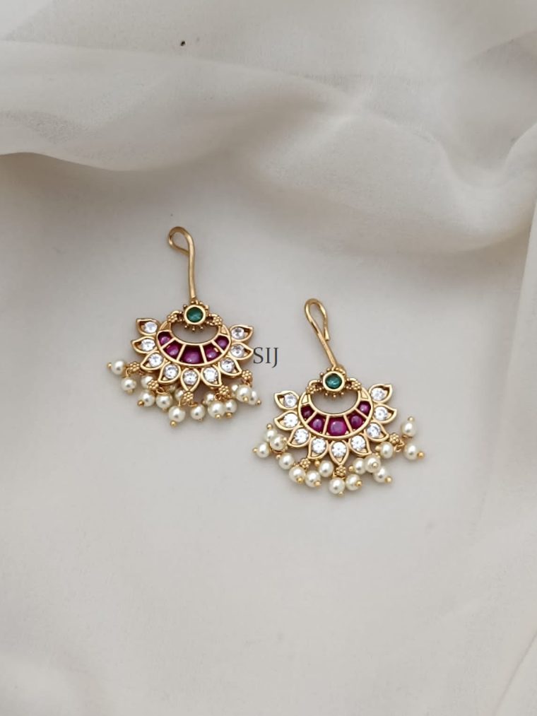 Matt Finish CZ Stones Hook Drop Earrings