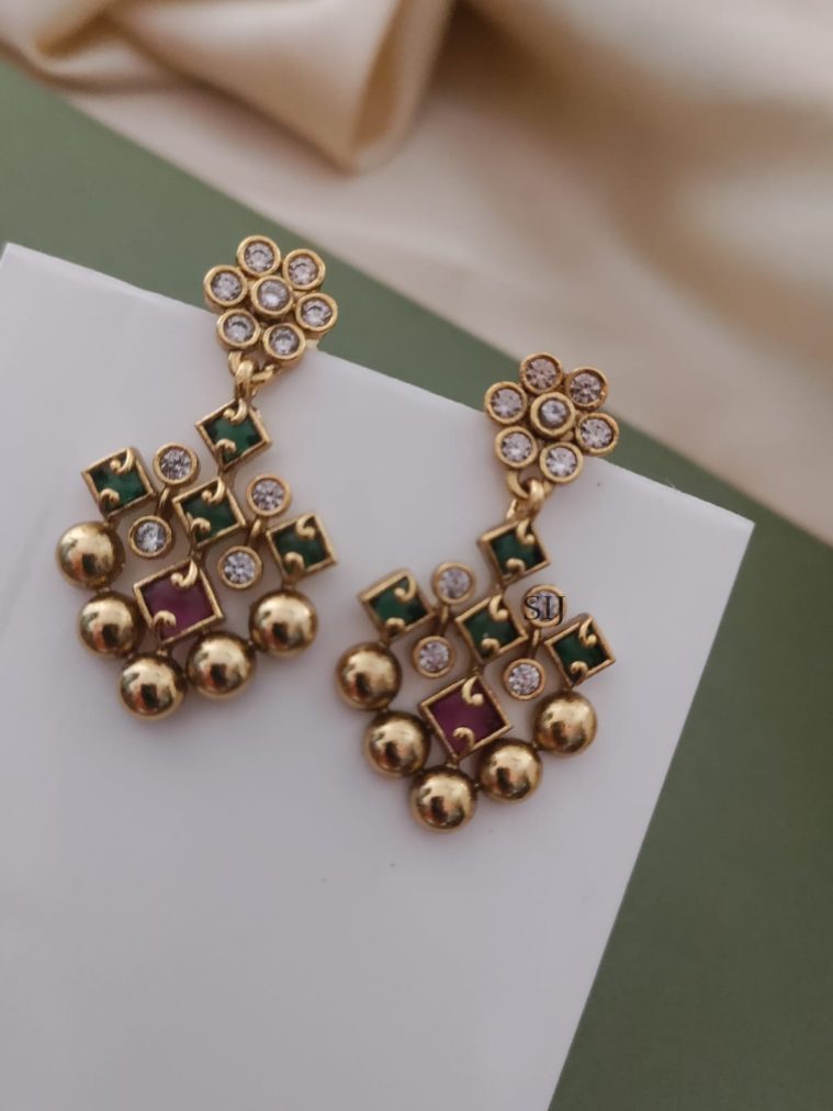 Imitation Ruby With Green Necklace Set