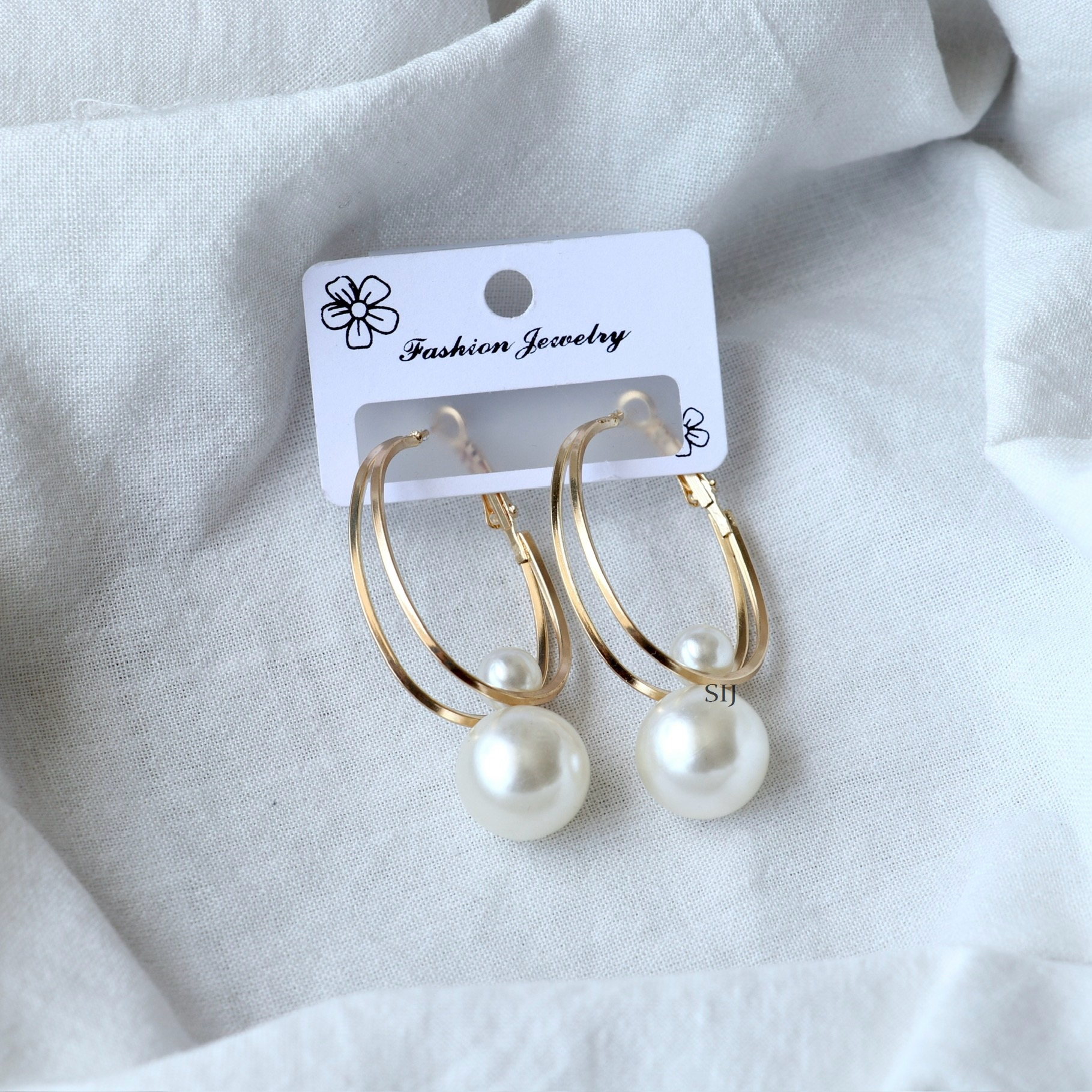 Korean Pearl Drop Ring Type Earrings