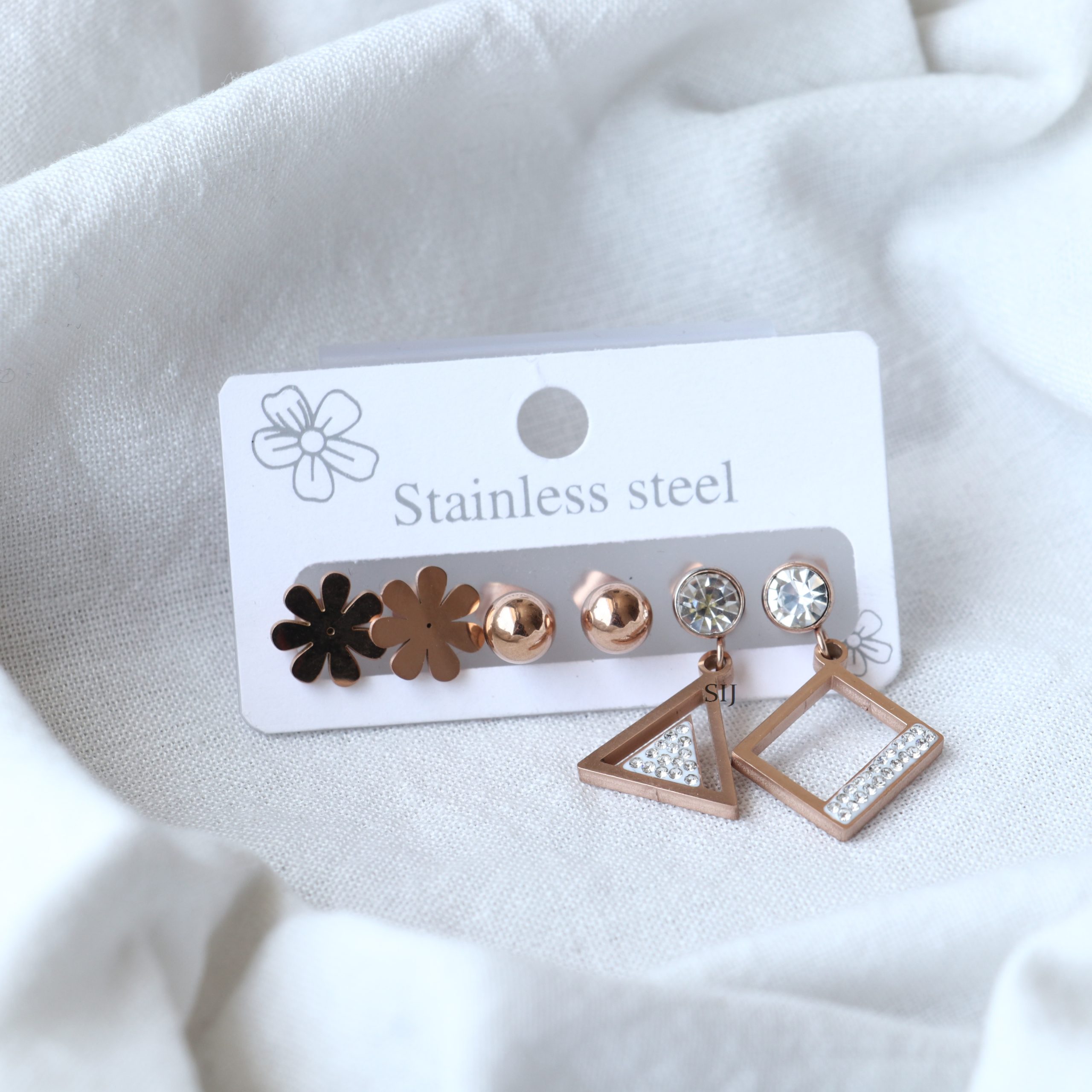 Rose Gold Plated Earrings Combo - 3 Pairs