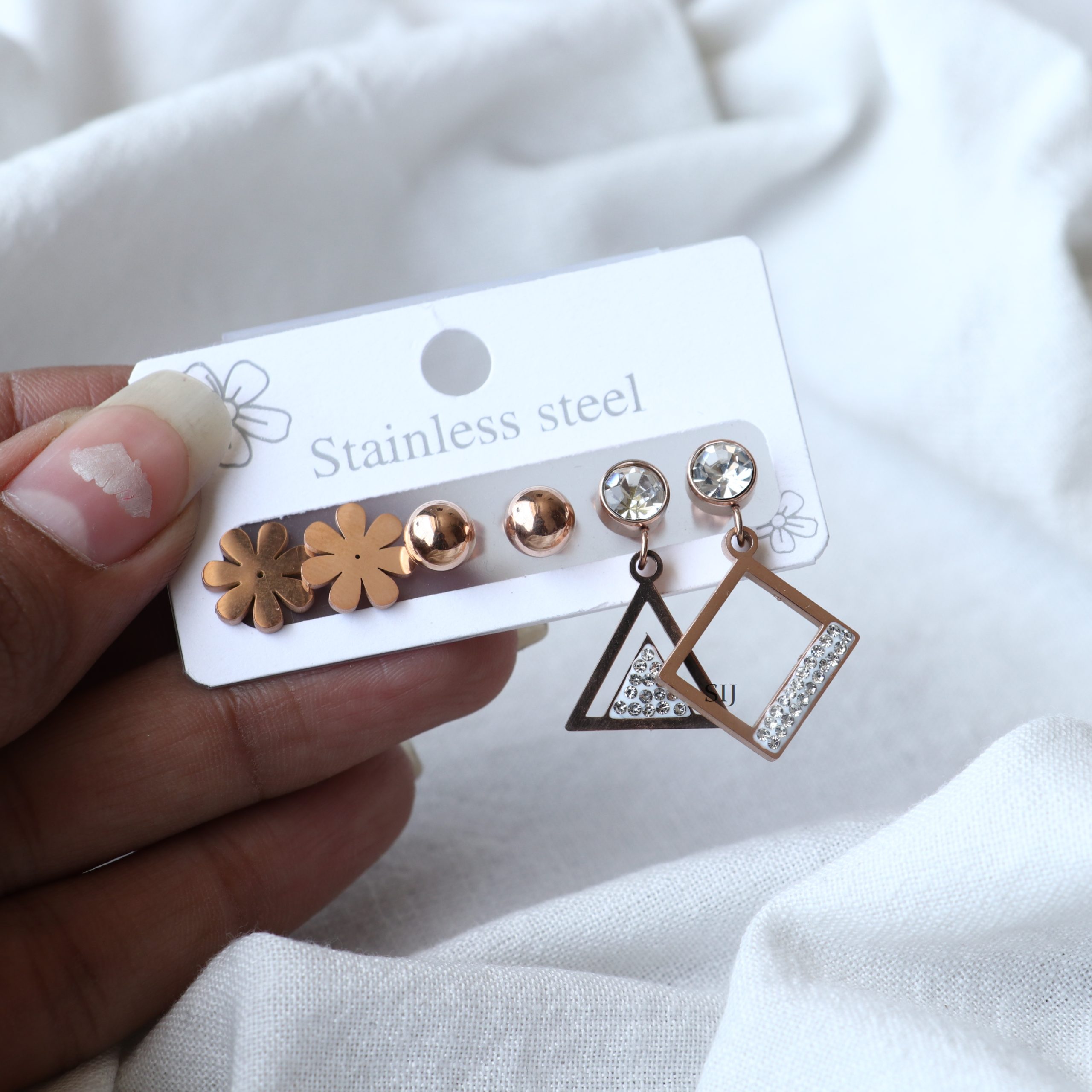 Rose Gold Plated Earrings Combo - 3 Pairs