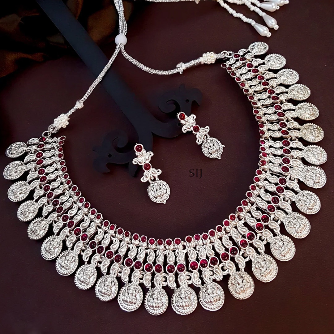 Grand Lakshmi Kaasu Oxidised Necklace