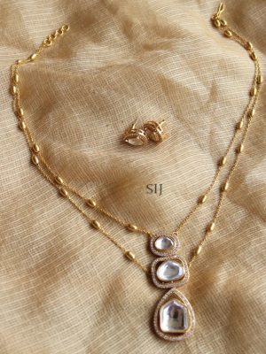 Two Layered Moissanite Stones Long Necklace
