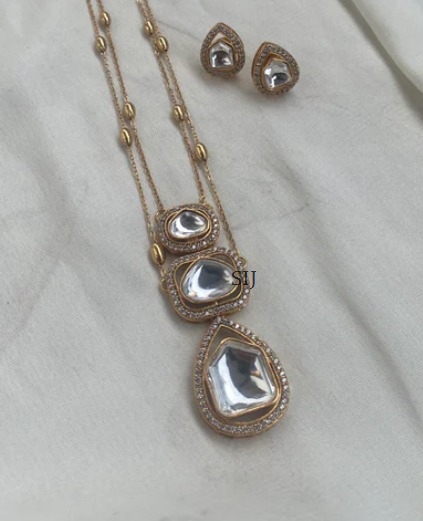Two Layered Moissanite Stones Long Necklace