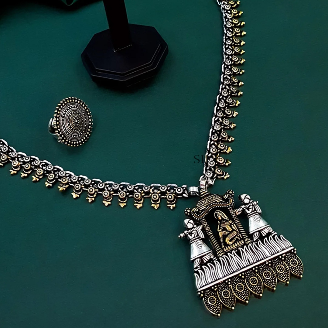 Palanquin Dual Tone Oxidised Jewellery Set