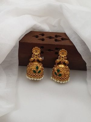 Traditional Dual Peacock Floral Jhumkas