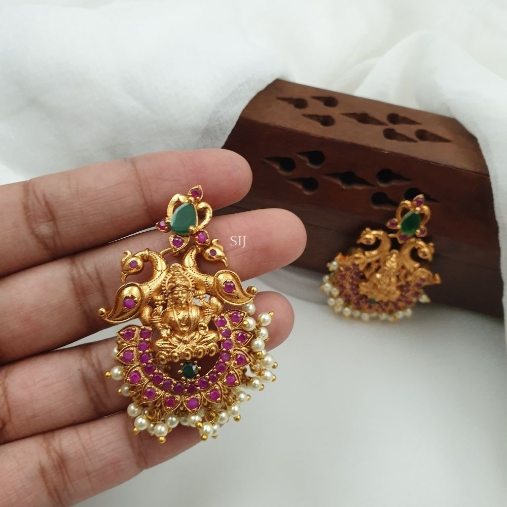 Traditional Dual Peacock Lakshmi Earrings