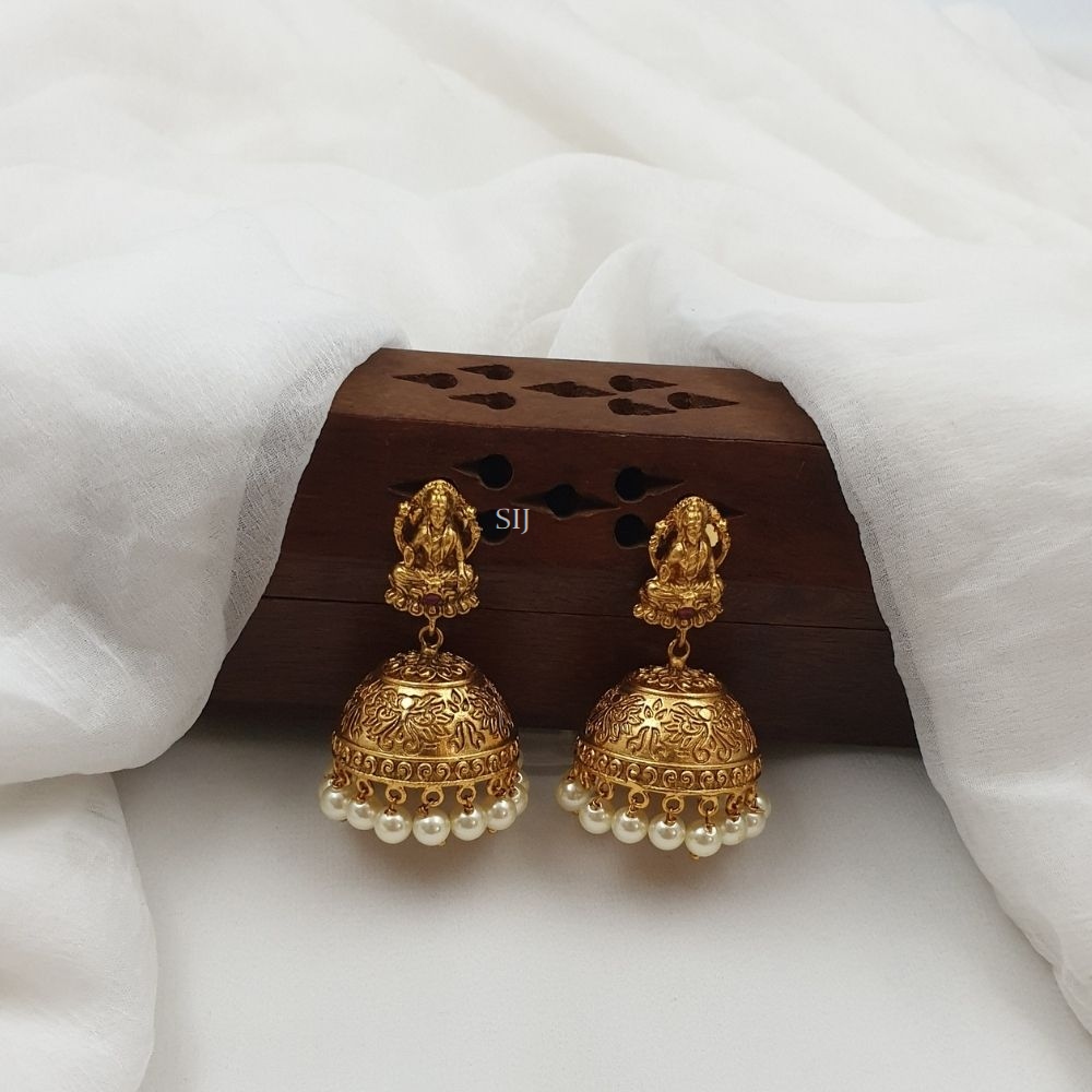 Antique Lakshmi Earrings with Pearl Hanging Jhumkas