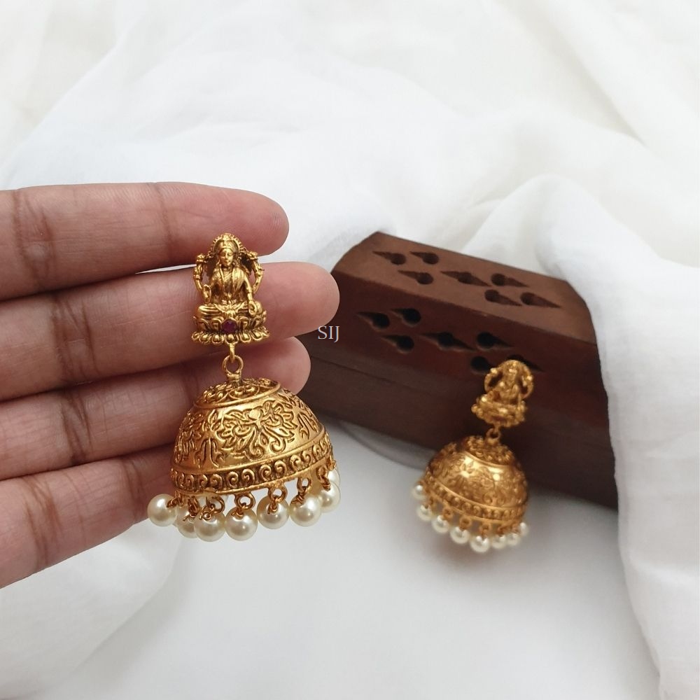 Antique Lakshmi Earrings with Pearl Hanging Jhumkas