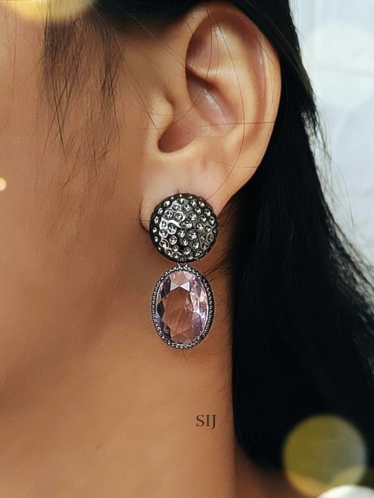 Purple Stone Studded Designer Earrings