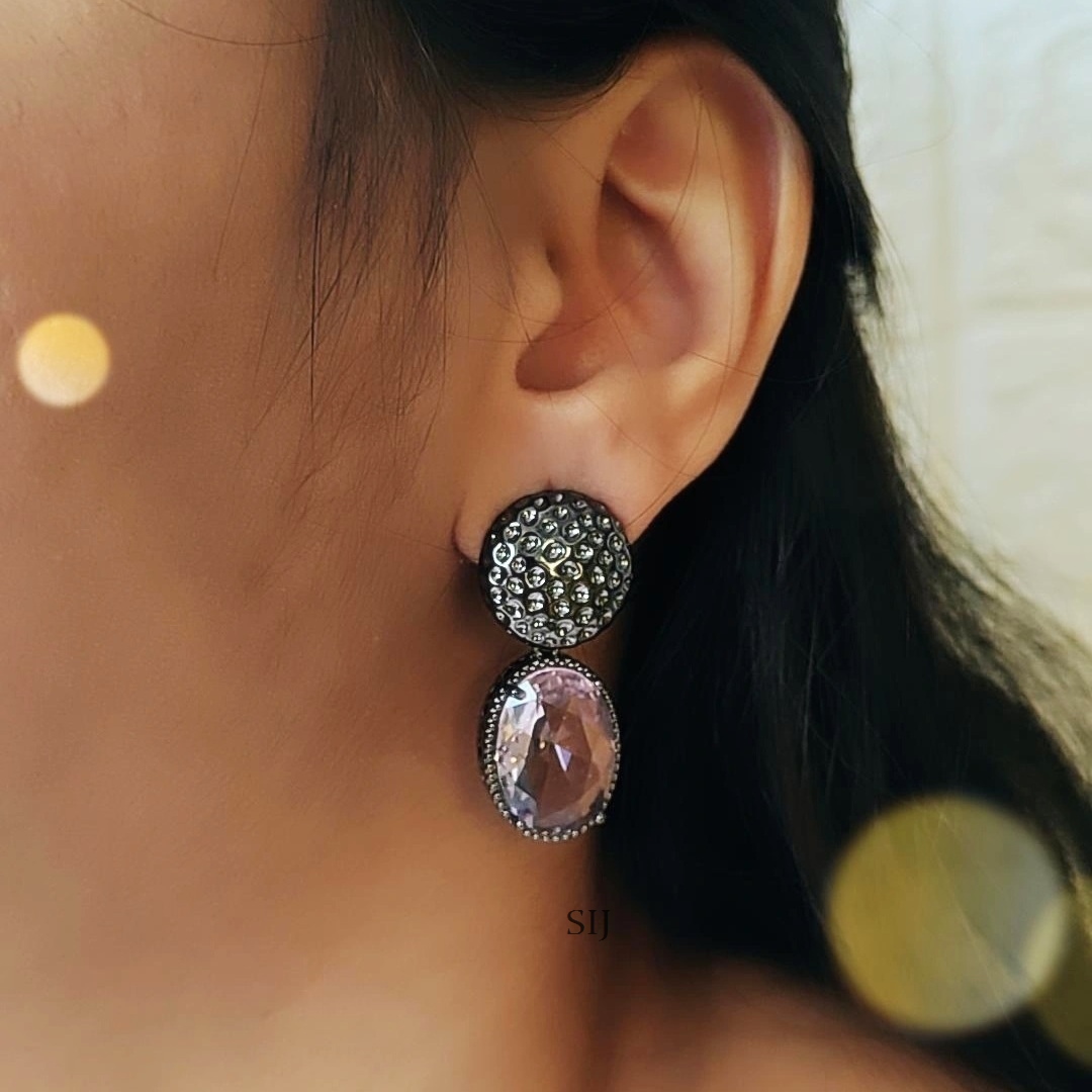 Purple Stone Studded Designer Earrings