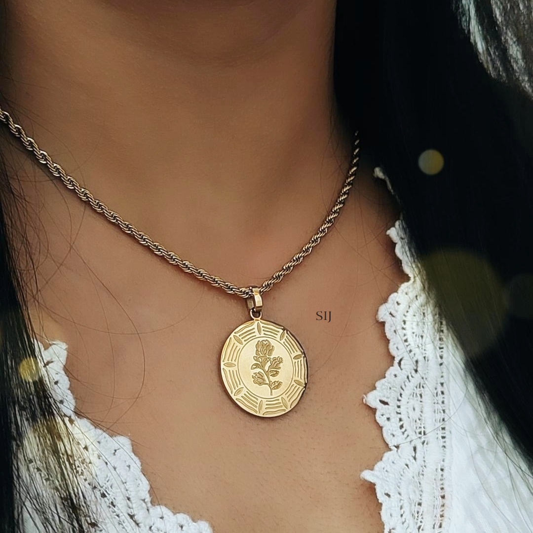 One Gram Gold Chain with Rose Designed Pendant