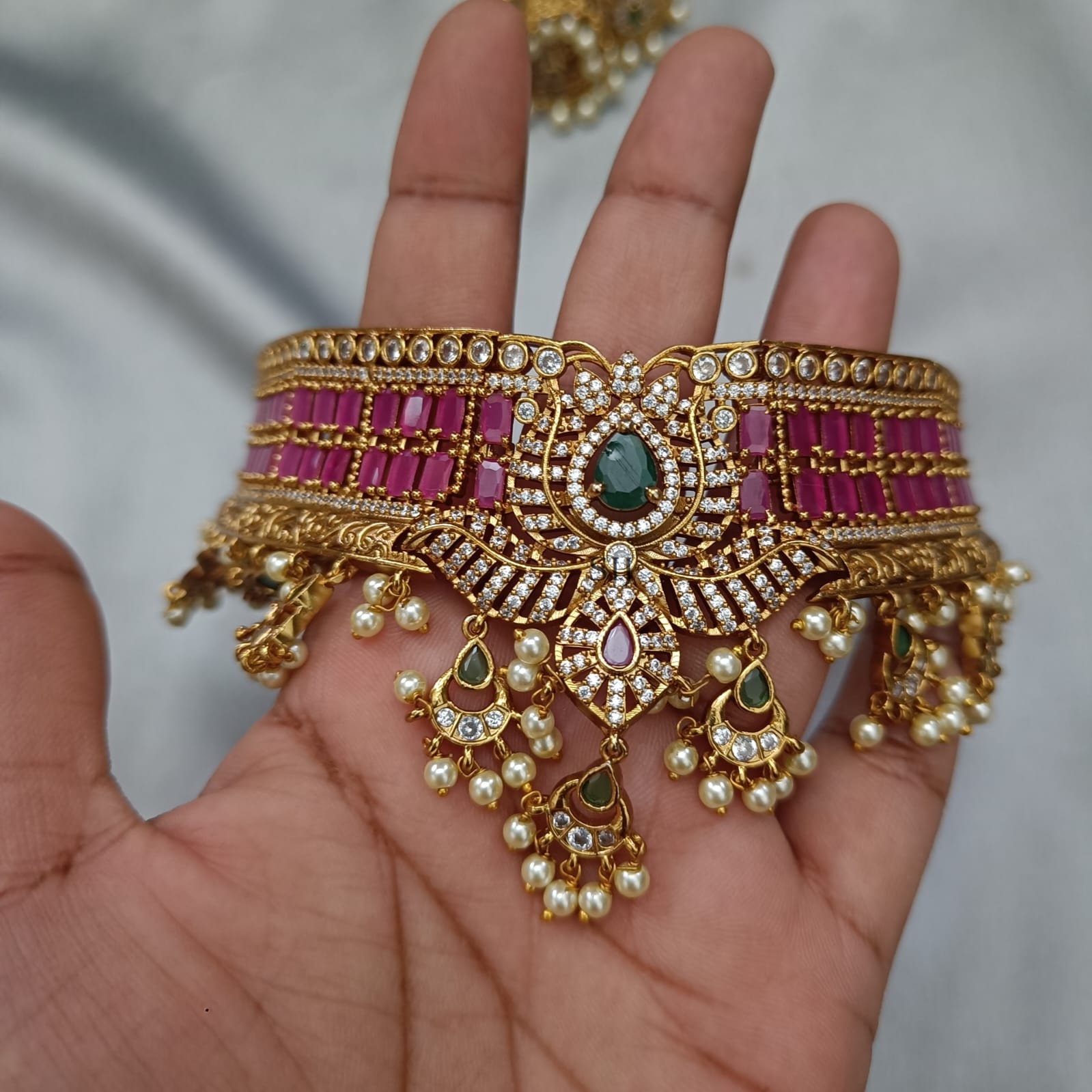 Bridal AD Stones Choker with Earrings