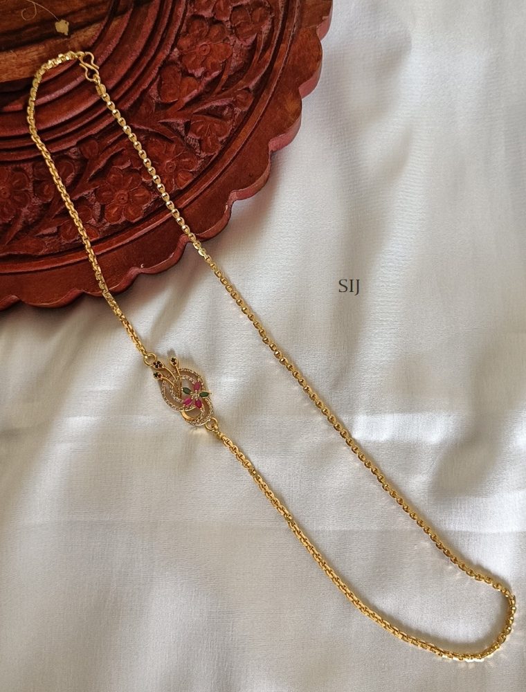 Gold Plated Flower Design Mugappu Chain