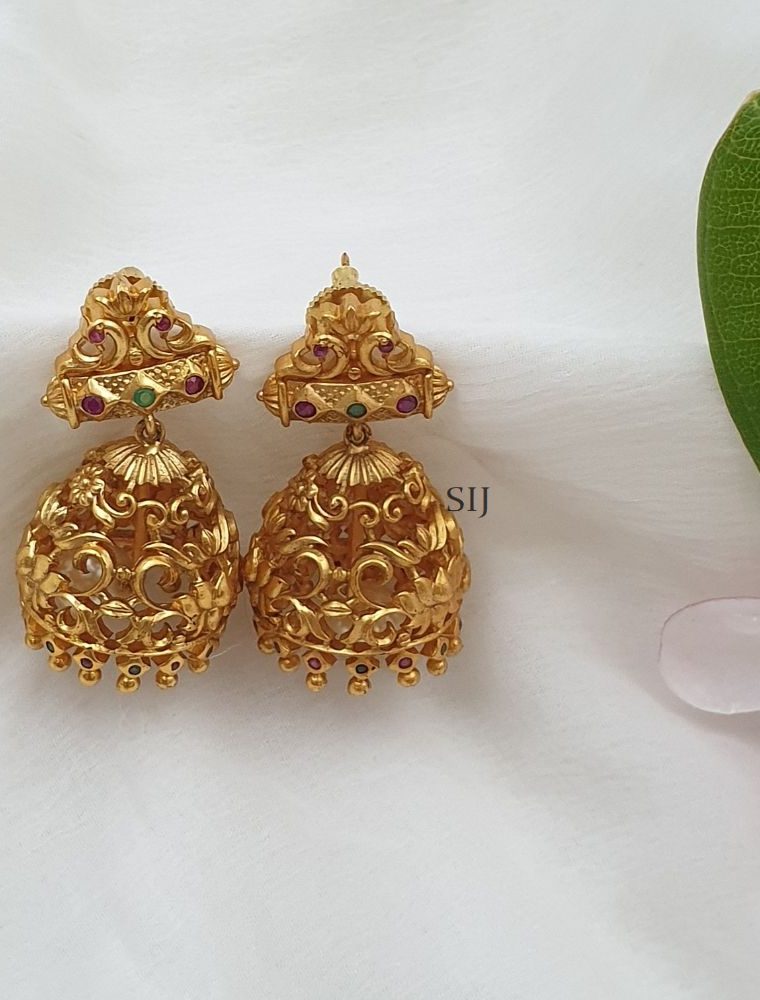 Peacock Design Lotus Jhumkas