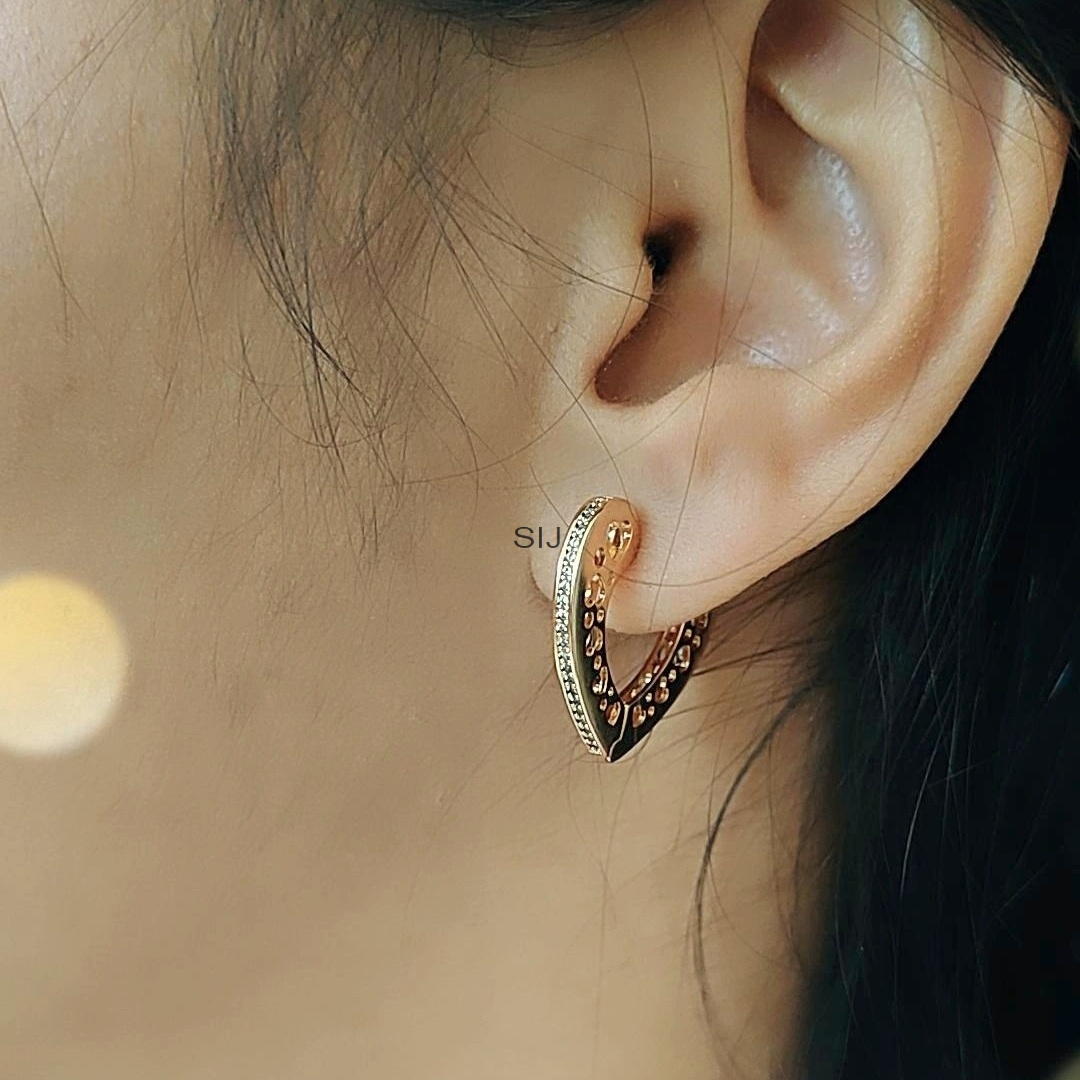 Artificial AD Studded Heart Shape Earrings