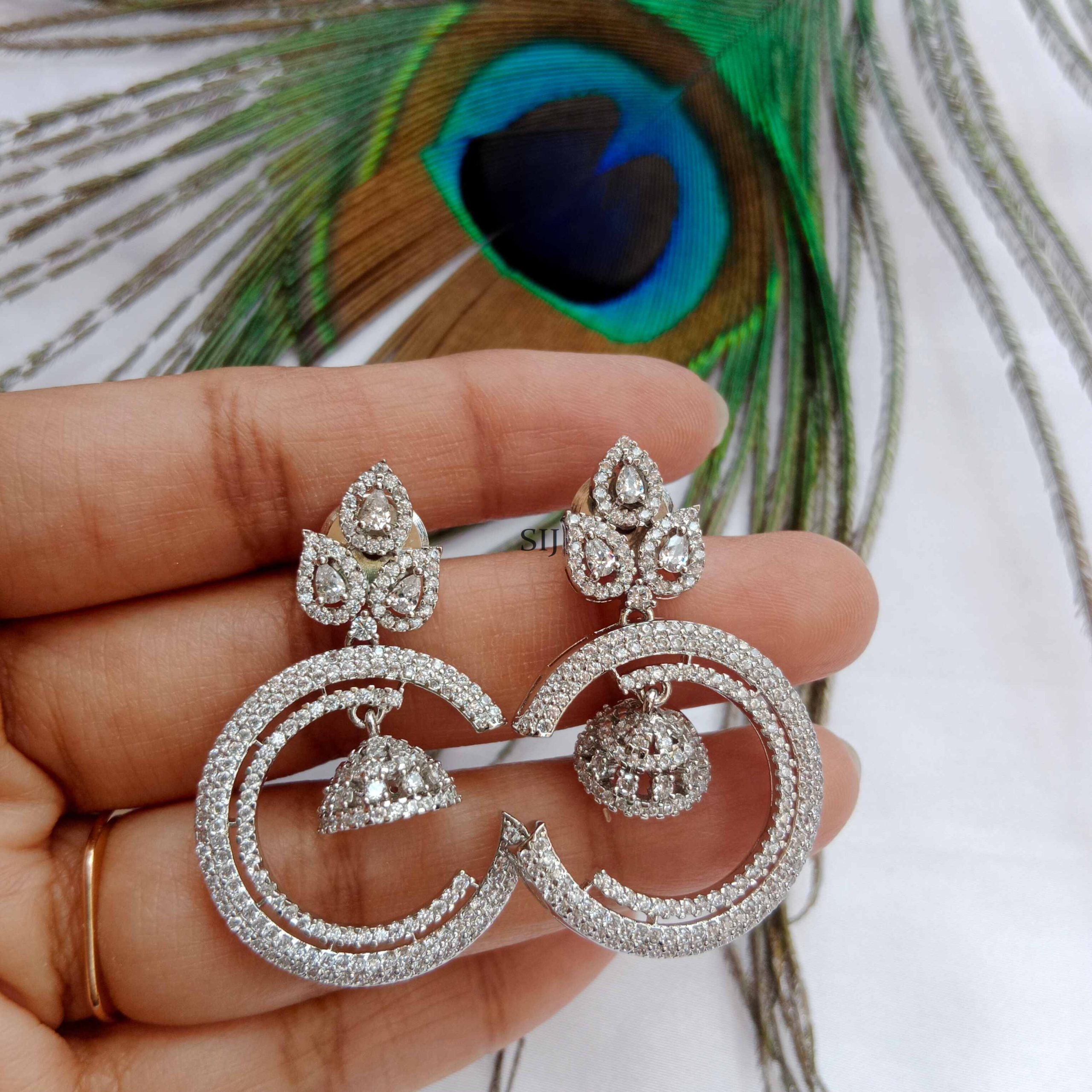 Artificial Circle Design AD Stone Earrings With Jhumkas