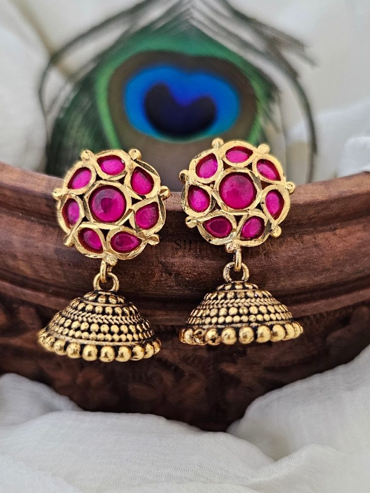 Artificial Kemp Pink Jhumkas